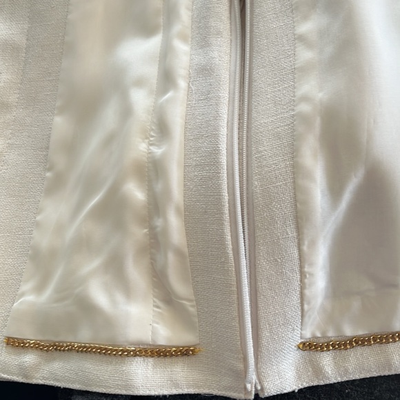 Carlisle Off White 💯 % Silk Linen Jacket High Neck Button Front Zipper Detail - Picture 10 of 10